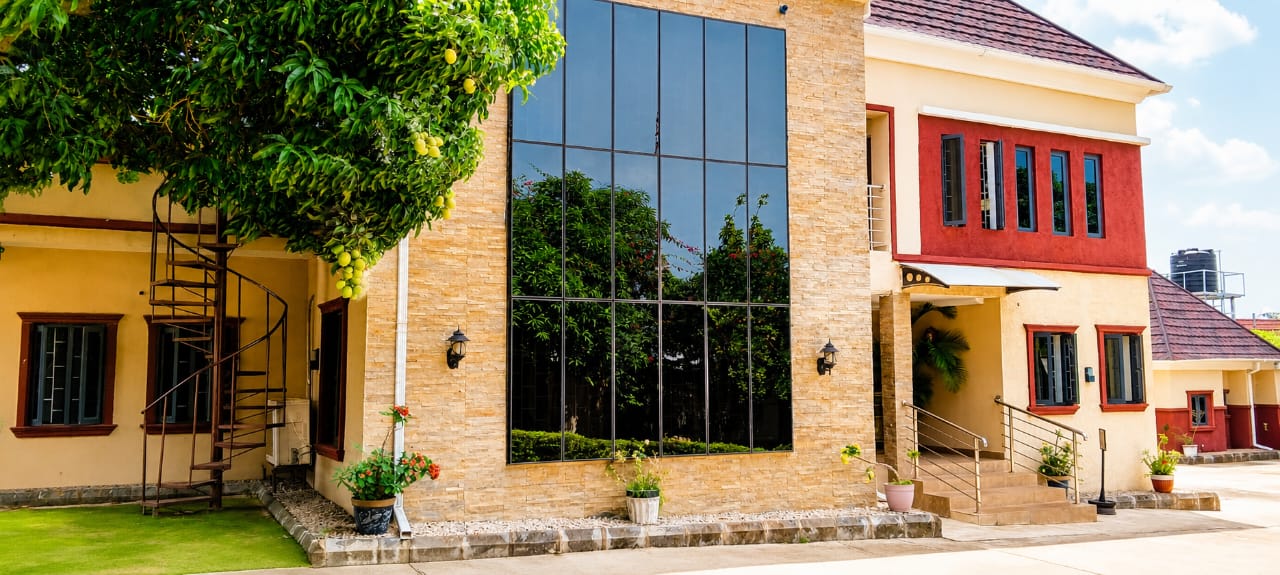 Achoru Associates main building with glass facade